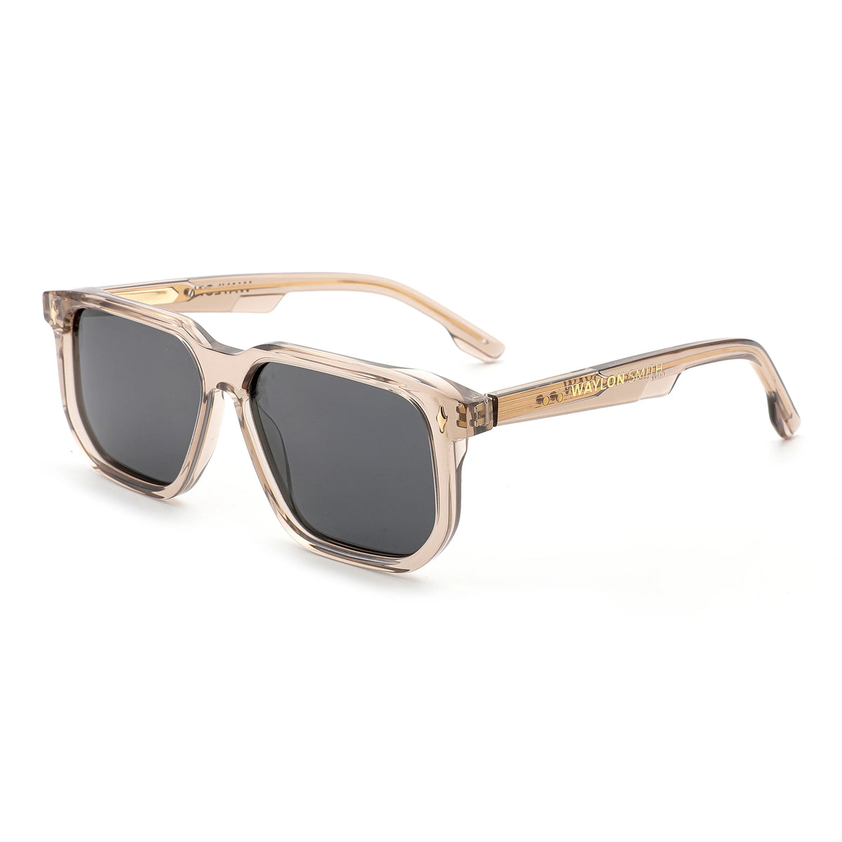 Side view of Waylon Smith The Vinewood sunglasses in Crystal Rose / Nude, transparent pink-taupe acetate frame