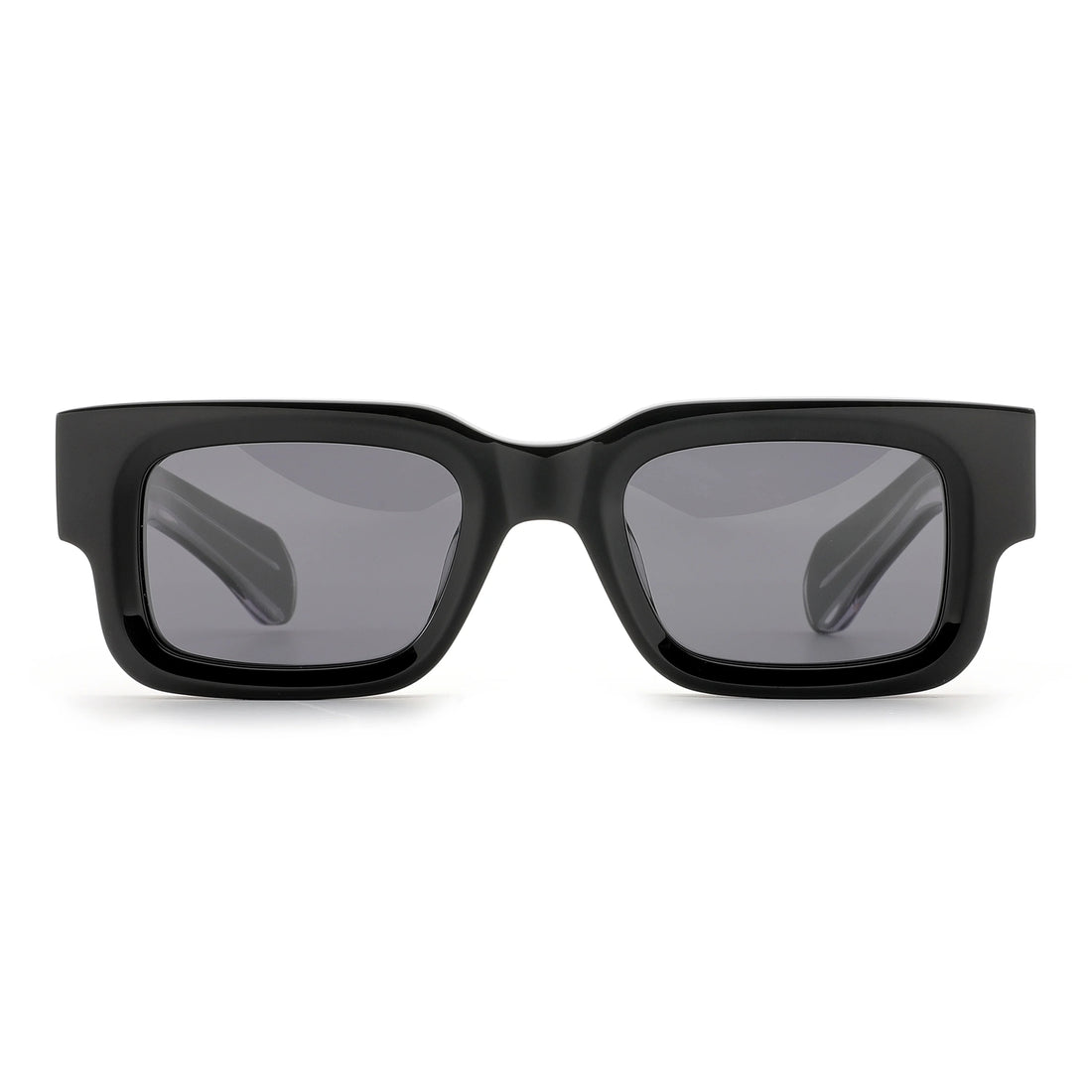 Three-quarter angle view of black Waylon Smith sunglasses on a white background