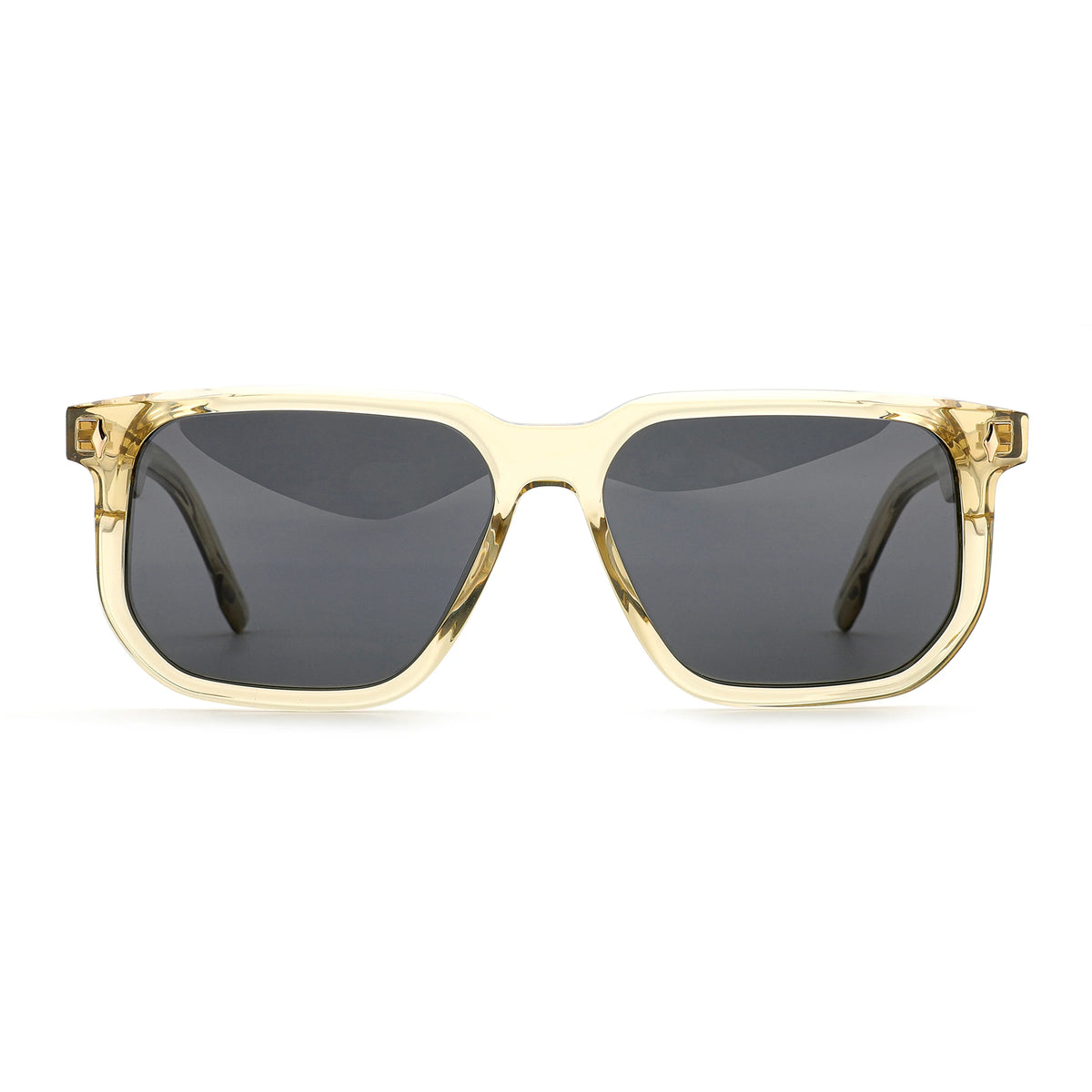 Front view of Waylon Smith The Vinewood sunglasses in Champagne Gold on a white background